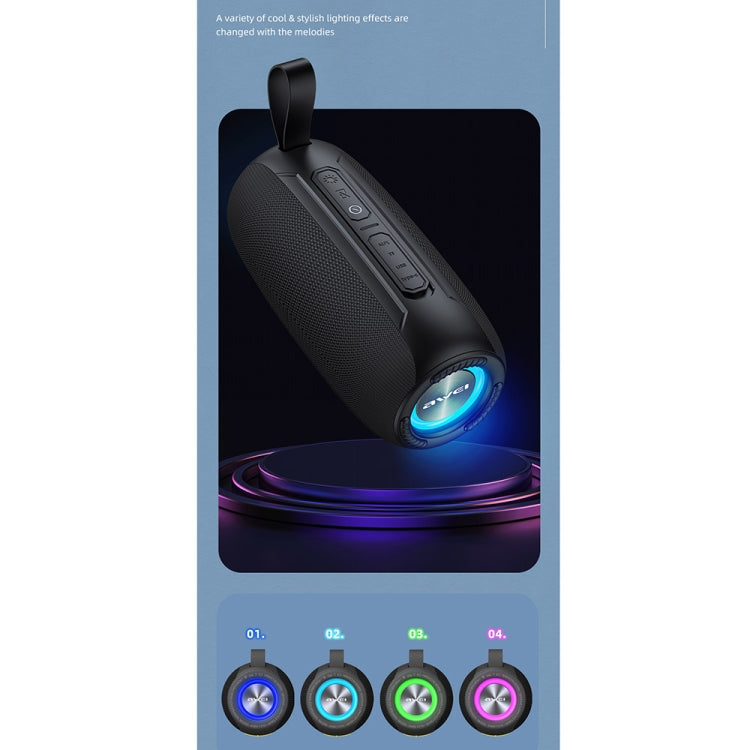 awei Y370 Outdoor Waterproof Bluetooth Speaker with Colorful Light(Black) - Desktop Speaker by awei | Online Shopping South Africa | PMC Jewellery | Buy Now Pay Later Mobicred