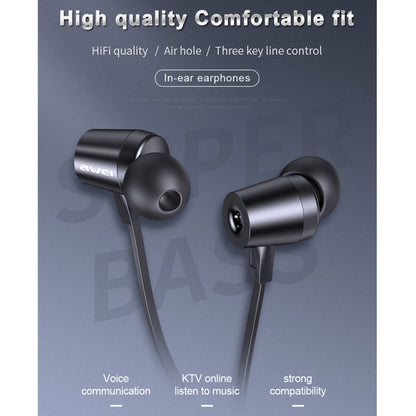 awei L1 Stereo Surround In-ear Wired Earphone(Grey) - In Ear Wired Earphone by awei | Online Shopping South Africa | PMC Jewellery