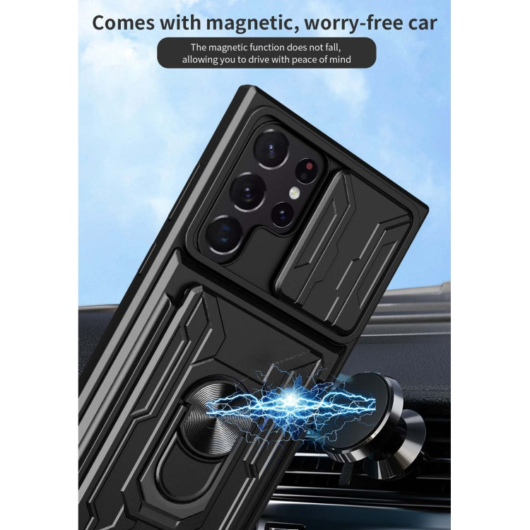 For Samsung Galaxy S22 Ultra 5G Sliding Camshield Card Phone Case(Black) - free shipping - PMC TechLife - Order now!