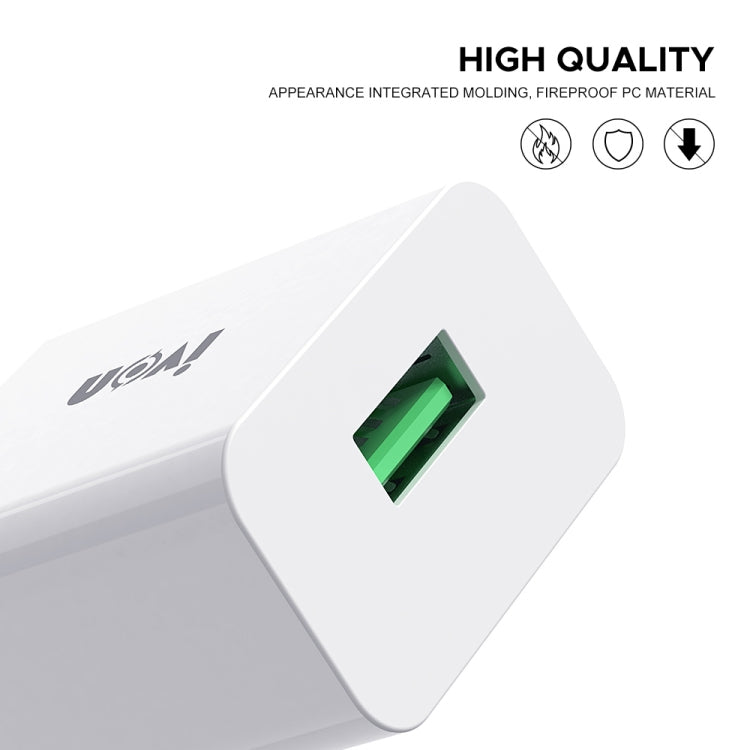 IVON AD-35 2 in 1 18W QC3.0 USB Port Travel Charger + 1m USB to Micro USB Data Cable Set, EU Plug(White) - USB Charger by IVON | Online Shopping South Africa | PMC Jewellery | Buy Now Pay Later Mobicred