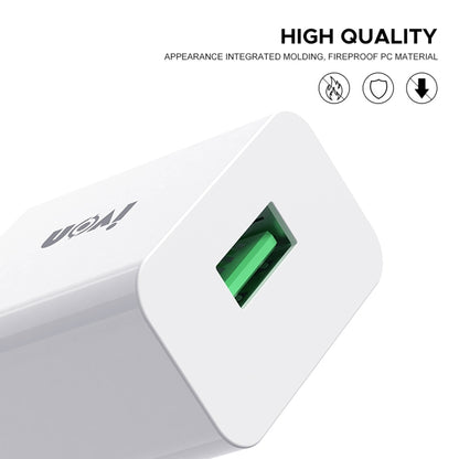 IVON AD-35 2 in 1 18W QC3.0 USB Port Travel Charger + 1m USB to Micro USB Data Cable Set, EU Plug(White) - USB Charger by IVON | Online Shopping South Africa | PMC Jewellery | Buy Now Pay Later Mobicred