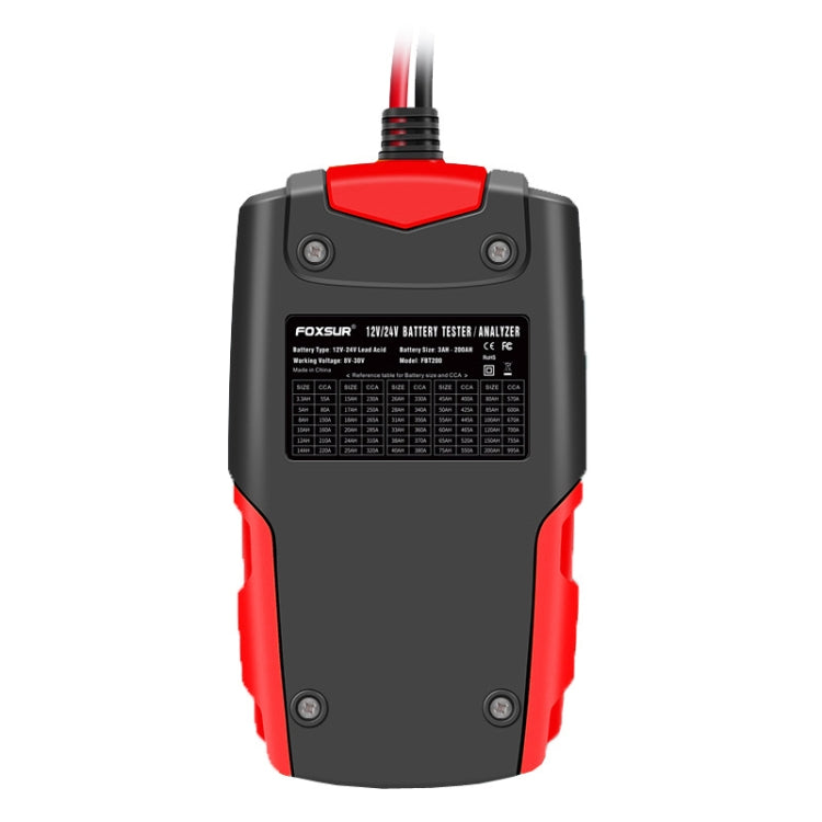 FOXSUR FBT200 12V / 24V Car Battery Tester (Red) - Electronic Test by FOXSUR | Online Shopping South Africa | PMC TechLife | Buy Now Pay Later Mobicred