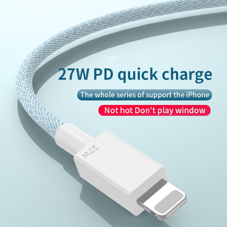 27W PD USB-C / Type-C to 8 Pin Fast Charging Braided Data Cable, Cable Length: 1m(Blue) - 2 in 1 Cable by PMC Jewellery | Online Shopping South Africa | PMC Jewellery