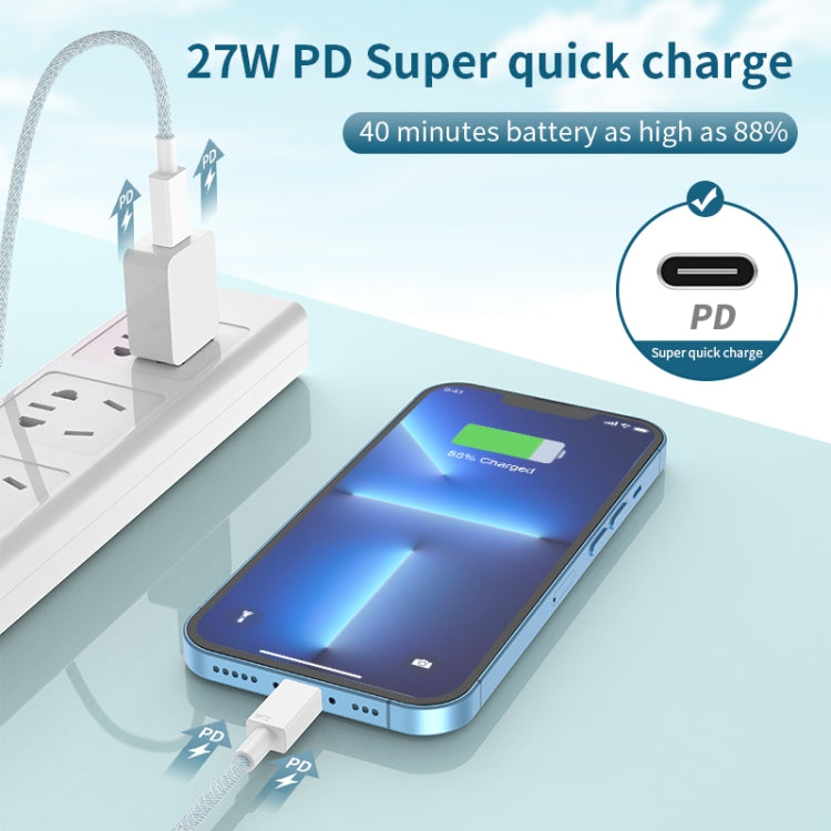 27W PD USB-C / Type-C to 8 Pin Fast Charging Braided Data Cable, Cable Length: 1m(Grey) - 2 in 1 Cable by PMC TechLife | Online Shopping South Africa | PMC TechLife