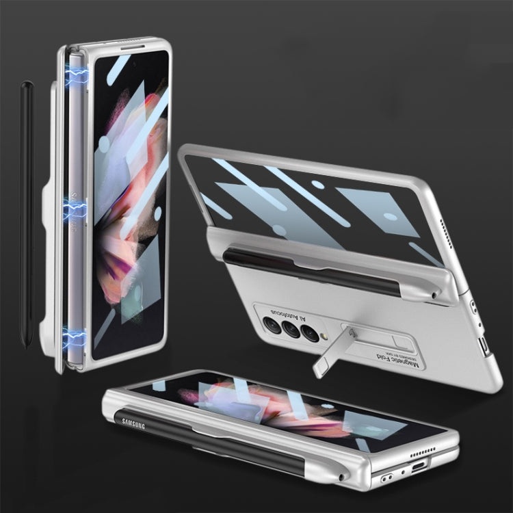 For Samsung Galaxy Z Fold3 5G GKK Integrated Magnetic Full Coverage Phone Flip Case with Pen Slot(Silver) - Galaxy Phone Cases by GKK | Online Shopping South Africa | PMC Jewellery