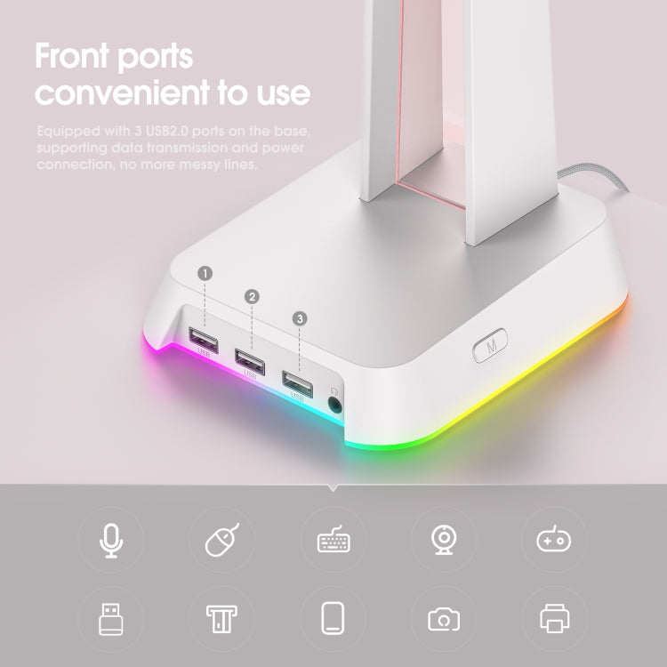 ONIKUMA ST-2 RGB Lighting Headset Holder Stand(White) - Headset Stand by ONIKUMA | Online Shopping South Africa | PMC TechLife | Buy Now Pay Later Mobicred