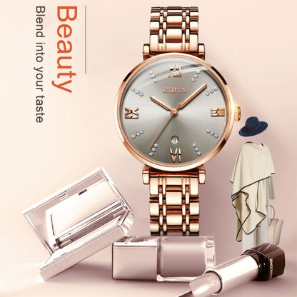 JIN SHI DUN 6533 Women Fashion Waterproof Ultra-thin Quartz Watch(Grey) - Metal Strap Watches by JIN SHI DUN | Online Shopping South Africa | PMC Jewellery | Buy Now Pay Later Mobicred