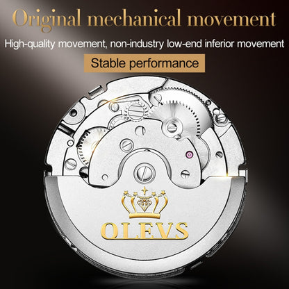 OLEVS 6607 Multi-function Men Big Flywheel Automatic Waterproof Mechanical Watch(Silver Gold Green) - Metal Strap Watches by OLEVS | Online Shopping South Africa | PMC Jewellery | Buy Now Pay Later Mobicred