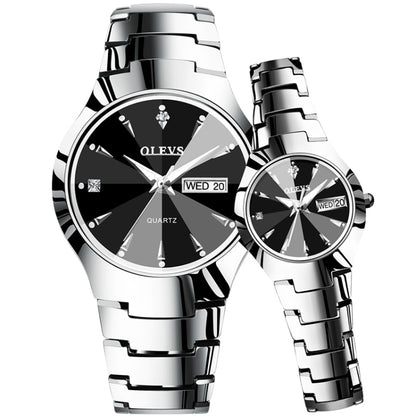 1 Pair OLEVS 8697 Couple Fashion Waterproof Luminous Quartz Watch(Black) - Couple Watches by OLEVS | Online Shopping South Africa | PMC Jewellery | Buy Now Pay Later Mobicred