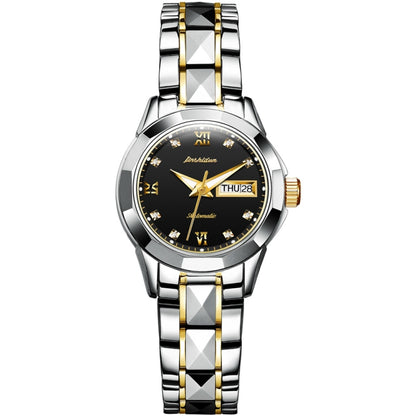 JIN SHI DUN 8813 Fashion Waterproof Luminous Automatic Mechanical Watch, Style:Women(Silver Gold Black) - Metal Strap Watches by JIN SHI DUN | Online Shopping South Africa | PMC Jewellery | Buy Now Pay Later Mobicred