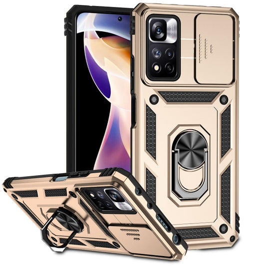 For Xiaomi Redmi Note 11 Pro Global Sliding Camshield Holder Phone Case(Gold) - Redmi Note 11 Pro Case by PMC Jewellery | Online Shopping South Africa | PMC Jewellery