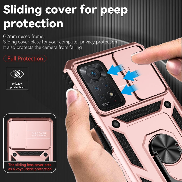 For Xiaomi Redmi Note 11 Pro Global Sliding Camshield Holder Phone Case(Rose Gold) - Redmi Note 11 Pro Case by PMC TechLife | Online Shopping South Africa | PMC TechLife