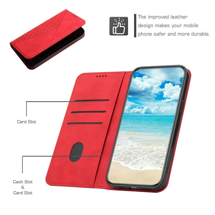 For Tecno Spark 7 Diamond Splicing Skin Feel Magnetic Leather Phone Case(Red) - Tecno Cases by PMC TechLife | Online Shopping South Africa | PMC TechLife | Buy Now Pay Later Mobicred