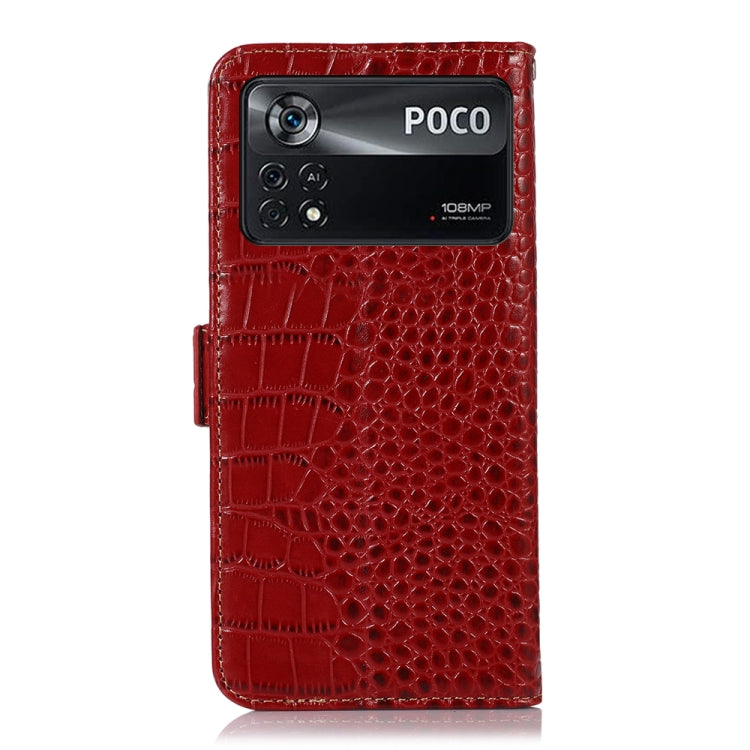 For Xiaomi Poco X4 Pro 5G Crocodile Top Layer Cowhide Leather Phone Case(Red) - Xiaomi Cases by PMC TechLife | Online Shopping South Africa | PMC TechLife