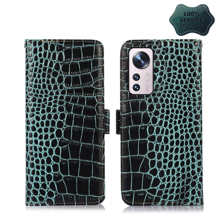 For Xiaomi 12 Pro Crocodile Top Layer Cowhide Leather Phone Case(Green) - 12 Pro Cases by PMC TechLife | Online Shopping South Africa | PMC TechLife
