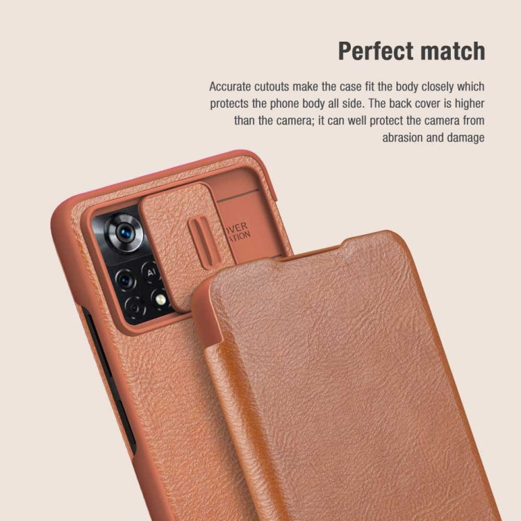 For Xiaomi Poco X4 Pro 5G NILLKIN QIN Series Pro Sliding Camera Cover Leather Phone Case(Black) - Xiaomi Cases by NILLKIN | Online Shopping South Africa | PMC Jewellery