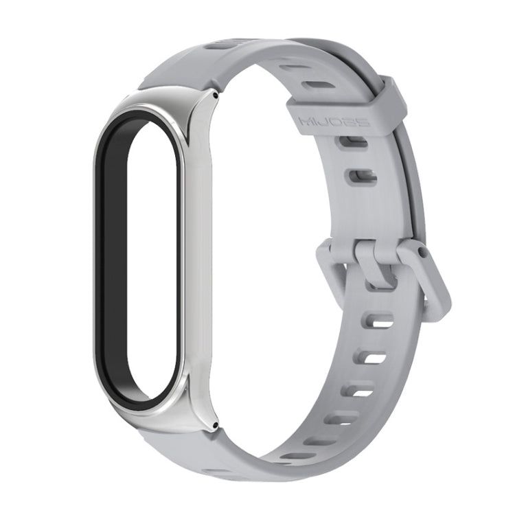 For Xiaomi Mi Band 6 / 5 / 4 / 3 Mijobs Flat Hole Silicone Watch Band, Style:CS Case(Grey+Silver) - free shipping - PMC TechLife - Order now!