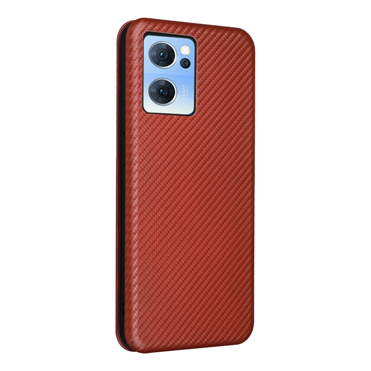 For OPPO Reno7 4G / F21 Pro 4G Carbon Fiber Texture Leather Phone Case(Brown) - free shipping - PMC TechLife - Order now!