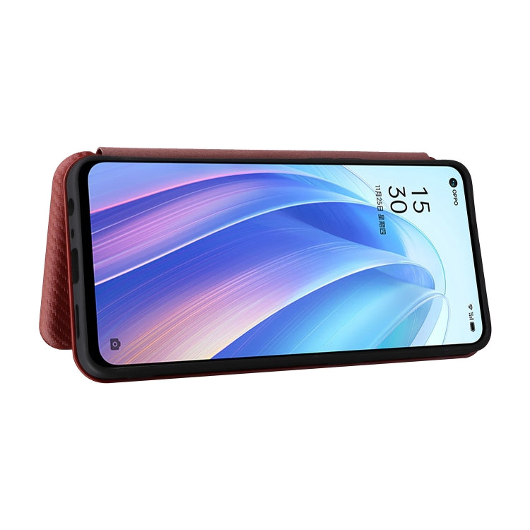 For OPPO Reno7 4G / F21 Pro 4G Carbon Fiber Texture Leather Phone Case(Brown) - free shipping - PMC TechLife - Order now!