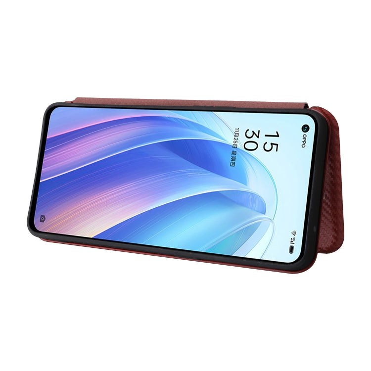 For OPPO Reno7 4G / F21 Pro 4G Carbon Fiber Texture Leather Phone Case(Brown) - free shipping - PMC TechLife - Order now!