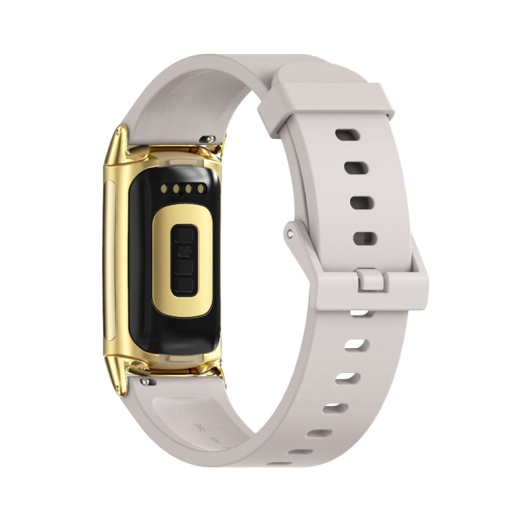 For Fitbit Charge 5 / Charge 6 Mijobs Soft Silicone  Watch Band(Grey+Gold) - Watch Bands by MIJOBS | Online Shopping South Africa | PMC TechLife | Buy Now Pay Later Mobicred