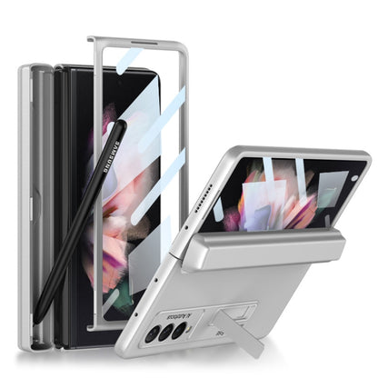 For Samsung Galaxy Z Fold3 5G GKK Integrated Magnetic Full Coverage Phone Flip Case with Pen Box(Silver) - Galaxy Phone Cases by GKK | Online Shopping South Africa | PMC Jewellery | Buy Now Pay Later Mobicred