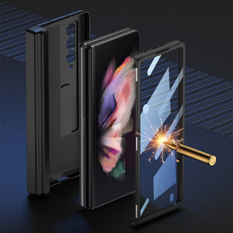 For Samsung Galaxy Z Fold3 5G GKK Integrated Magnetic Full Coverage Phone Flip Case with Pen Box(Grey) - Galaxy Phone Cases by GKK | Online Shopping South Africa | PMC Jewellery | Buy Now Pay Later Mobicred