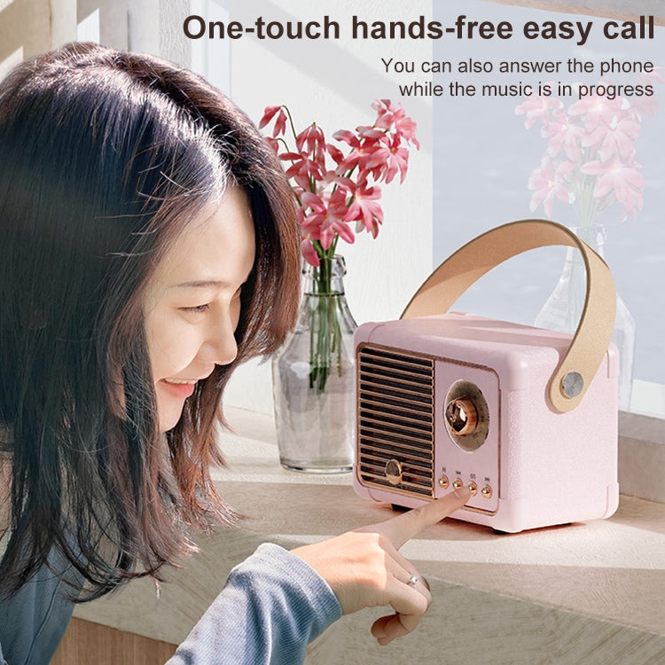HM11 PLUS Portable HIFI Mini Retro Wireless Bluetooth Speaker(Pink) - Mini Speaker by PMC TechLife | Online Shopping South Africa | PMC TechLife