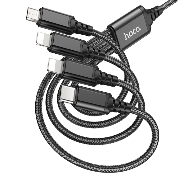 hoco X76 4 in 1 2A Dual 8 Pin + USB-C / Type-C + Micro USB Super Charging Cable,Length: 1m(Black) - Multifunction Cable by hoco | Online Shopping South Africa | PMC Jewellery | Buy Now Pay Later Mobicred