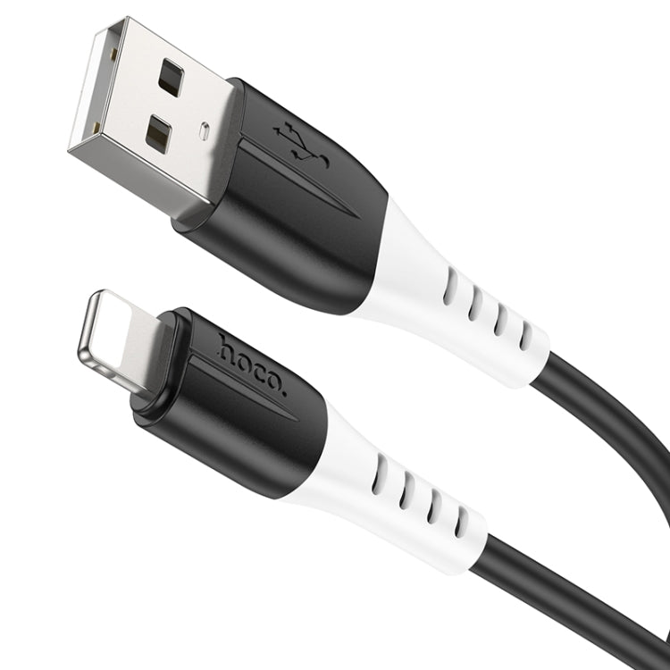 hoco X82 2.4A USB to 8 Pin Silicone Charging Data Cable,Length: 1m(Black) - Normal Style Cable by hoco | Online Shopping South Africa | PMC Jewellery