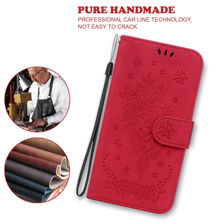 For OPPO A55 5G / A53s 5G / A16 Butterfly Rose Embossed Leather Phone Case(Red) - free shipping - PMC TechLife - Order now!