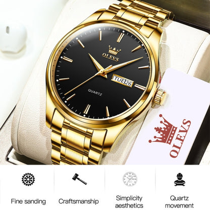 OLEVS 6898 Men Waterproof Luminous Steel Watch Band Quartz Watch(Gold White) - Metal Strap Watches by OLEVS | Online Shopping South Africa | PMC Jewellery | Buy Now Pay Later Mobicred