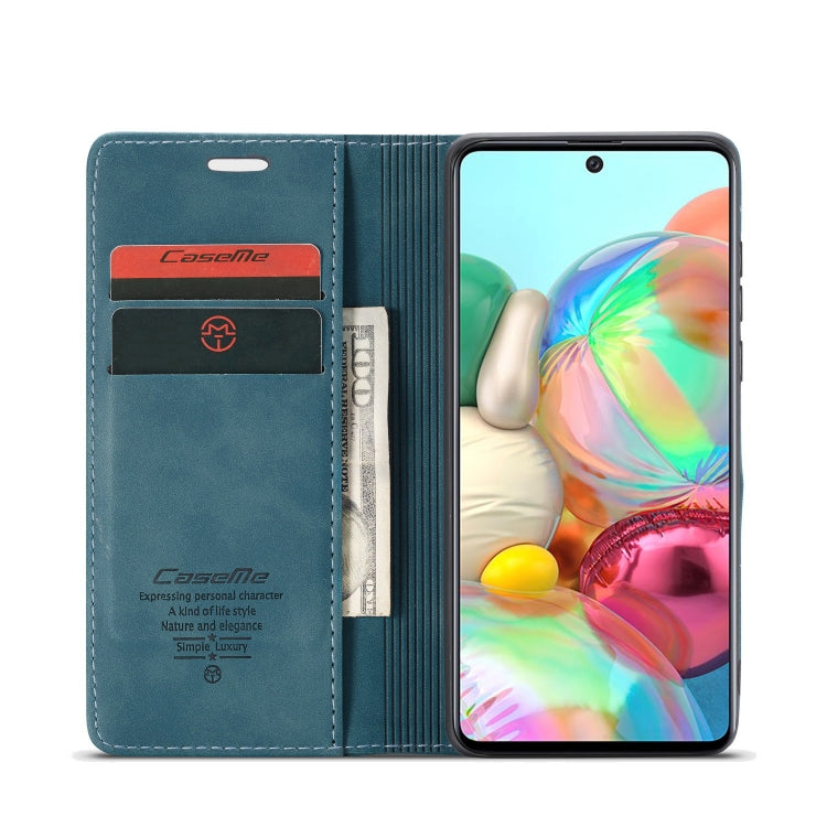 For Galaxy A71 CaseMe Multifunctional Horizontal Flip Leather Case, with Card Slot & Holder & Wallet(Blue) - Galaxy Phone Cases by CaseMe | Online Shopping South Africa | PMC Jewellery | Buy Now Pay Later Mobicred