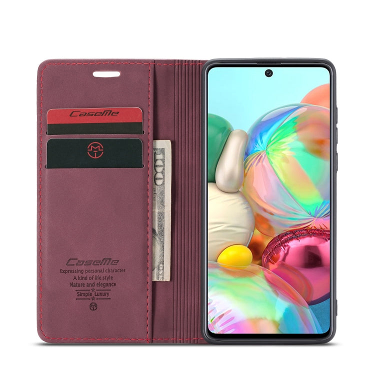 For Galaxy A71 CaseMe Multifunctional Horizontal Flip Leather Case, with Card Slot & Holder & Wallet(Wine Red) - Galaxy Phone Cases by CaseMe | Online Shopping South Africa | PMC Jewellery | Buy Now Pay Later Mobicred