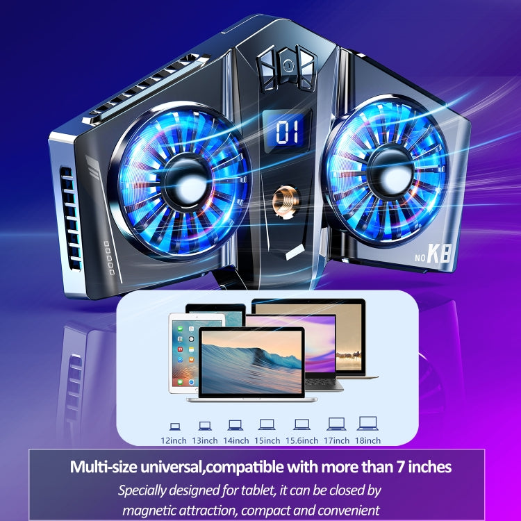 K8A Twin Turbo Semiconductor Magnetic Tablet Computer Radiator(Gun Color) - Cooling Fan Radiator by PMC TechLife | Online Shopping South Africa | PMC TechLife