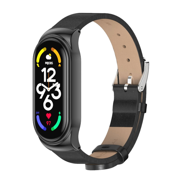 For Xiaomi Mi Band 7 / 7 NFC MIJOBS CS Metal Case + Microfiber Leather Watch Band(Black) - Watch Bands by MIJOBS | Online Shopping South Africa | PMC TechLife | Buy Now Pay Later Mobicred