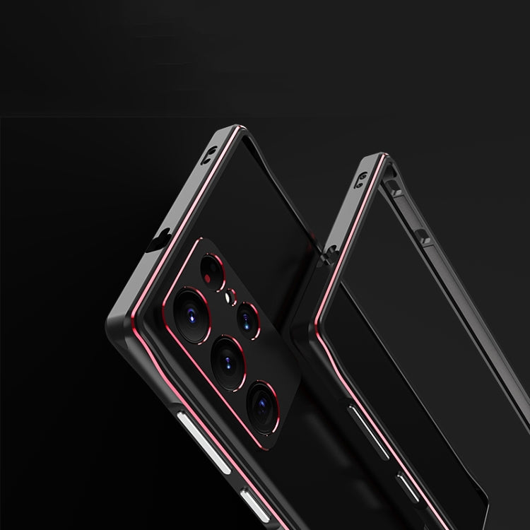 For Samsung Galaxy S22 Ultra Aurora Series Lens Protector + Metal Frame Protective Phone Case(Black Silver) - Galaxy S22 Ultra 5G Cases by PMC TechLife | Online Shopping South Africa | PMC TechLife