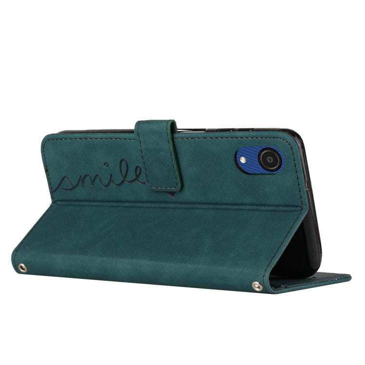 For Samsung Galaxy A03 Core Skin Feel Heart Pattern Leather Phone Case(Green) - Galaxy Phone Cases by PMC TechLife | Online Shopping South Africa | PMC TechLife | Buy Now Pay Later Mobicred