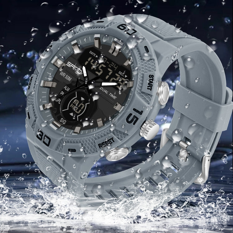 SANDA 3087 Luminous Waterproof Dual Display Electronic Watch(Sapphire Blue) - Silicone Strap Watches by SANDA | Online Shopping South Africa | PMC Jewellery | Buy Now Pay Later Mobicred