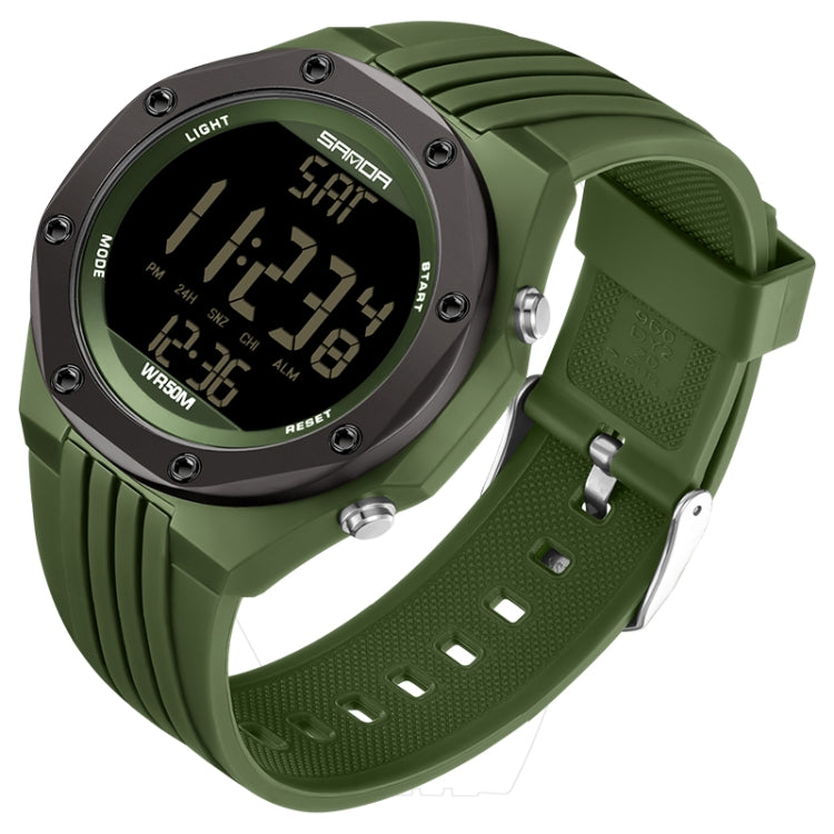 SANDA 6093 Waterproof Luminous Electronic Digital Watch(Army Green) - LED Digital Watches by SANDA | Online Shopping South Africa | PMC Jewellery | Buy Now Pay Later Mobicred