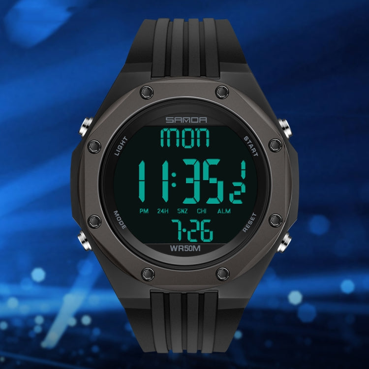 SANDA 6093 Waterproof Luminous Electronic Digital Watch(Army Green) - LED Digital Watches by SANDA | Online Shopping South Africa | PMC Jewellery | Buy Now Pay Later Mobicred