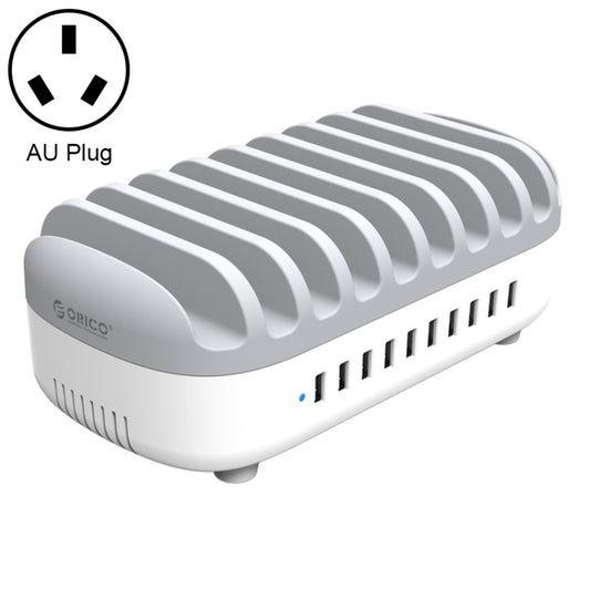 ORICO DUK-10P-DX 120W 5V 2.4A 10 Ports USB Charging Station, AU Plug(White) - Multifunction Charger by ORICO | Online Shopping South Africa | PMC Jewellery | Buy Now Pay Later Mobicred