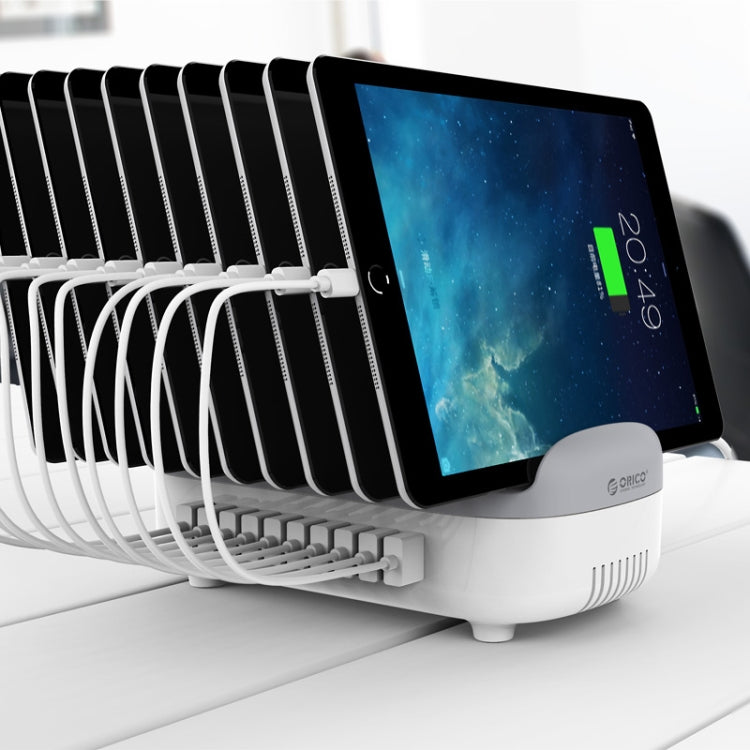 ORICO DUK-10P-DX 120W 5V 2.4A 10 Ports USB Charging Station, US Plug(White) - Multifunction Charger by ORICO | Online Shopping South Africa | PMC Jewellery | Buy Now Pay Later Mobicred