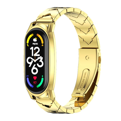 For Xiaomi Mi Band 7 / 7 NFC MIJOBS GT Metal Stainless Steel V-shaped Watch Band(Gold) - Watch Bands by MIJOBS | Online Shopping South Africa | PMC Jewellery | Buy Now Pay Later Mobicred