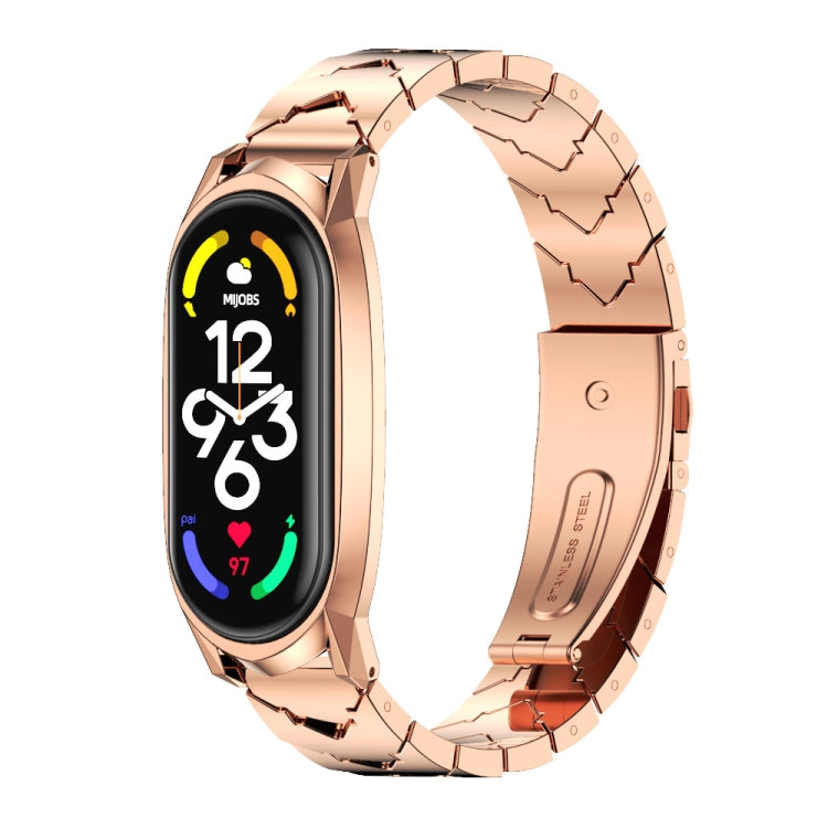 For Xiaomi Mi Band 7 / 7 NFC MIJOBS GT Metal Stainless Steel V-shaped Watch Band(Rose Gold) - Watch Bands by MIJOBS | Online Shopping South Africa | PMC Jewellery | Buy Now Pay Later Mobicred