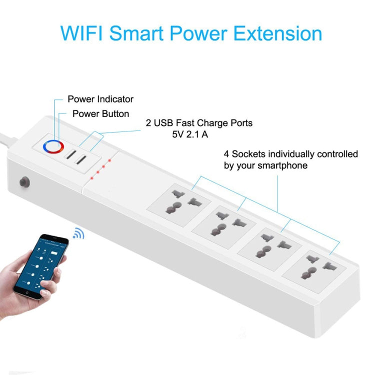 WiFi 10A SM-SO306-M 4 Holes + 2 USB Multi-purpose Smart Power Strip(EU Plug) - free shipping - PMC TechLife - Order now!