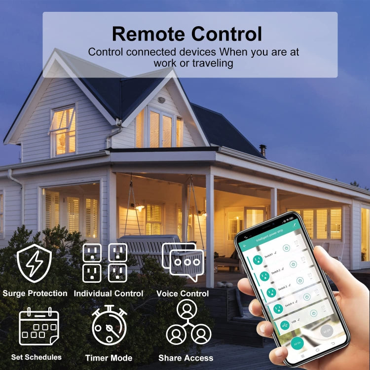 WiFi 10A SM-SO306-M 4 Holes + 2 USB Multi-purpose Smart Power Strip(AU Plug) - Smart Socket by PMC TechLife | Online Shopping South Africa | PMC TechLife