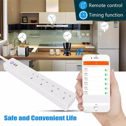 ZigBee 10A SM-SO306-K 4 Holes + 2 USB Multi-purpose Smart Power Strip, UK Plug - Smart Socket by PMC Jewellery | Online Shopping South Africa | PMC Jewellery