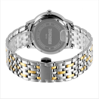 SKMEI 9272 Stainless Steel Buckle Strap Waterproof Quartz Watch Man(Gold and Black) - Alloy Watches by SKMEI | Online Shopping South Africa | PMC Jewellery | Buy Now Pay Later Mobicred