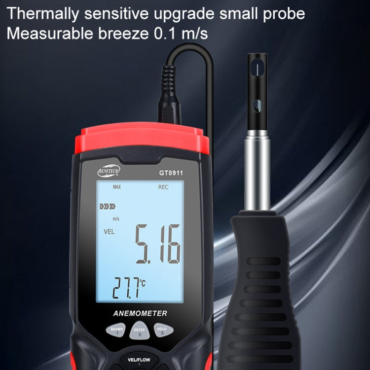 BENETECH GT8911 Handheld Digital LCD Hot Wire Anemometer - Tachometers & Anemometer by BENETECH | Online Shopping South Africa | PMC Jewellery | Buy Now Pay Later Mobicred